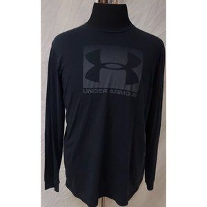 Under Armour Heat Gear Large Black BIG LOGO Spell Out Long Sleeve Crew T- Shirt